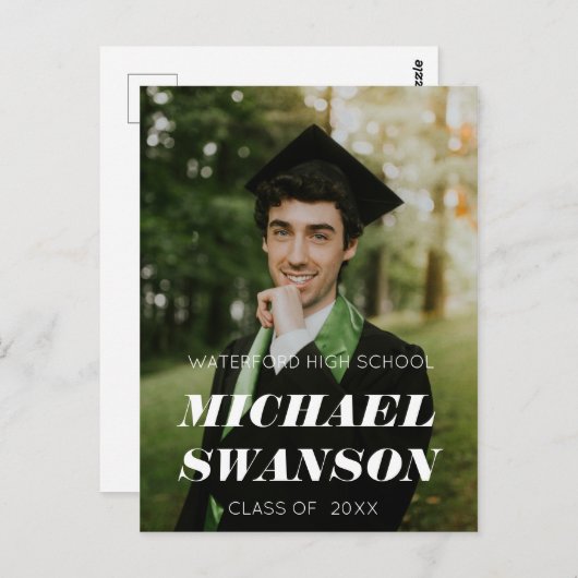 Moderne aankondiging van minimaal Afstudeerder Briefkaart (Voorkant / Achterkant)