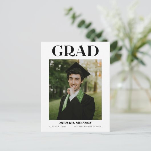 Moderne aankondiging van minimaal Afstudeerder Briefkaart (Staand voorkant)