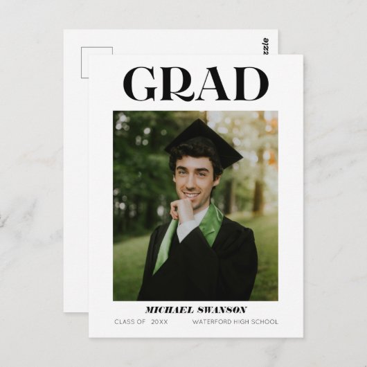 Moderne aankondiging van minimaal Afstudeerder Briefkaart (Voorkant / Achterkant)