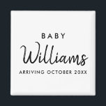 Moderne aankondiging zwangerschap magneet<br><div class="desc">Moderne,  gepersonaliseerde naam zwangerschap aankondiging magneet. Laat je vrienden en familie weten dat je verwacht met dit elegante,  minimale design.</div>