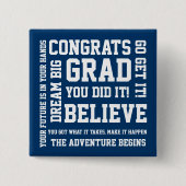 Moderne Aanmoediging van felicitaties Afstudeerder Vierkante Button 5,1 Cm (Voorkant)