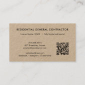 Moderne aannemer constructie QR-code Visitekaartje (Achterkant)