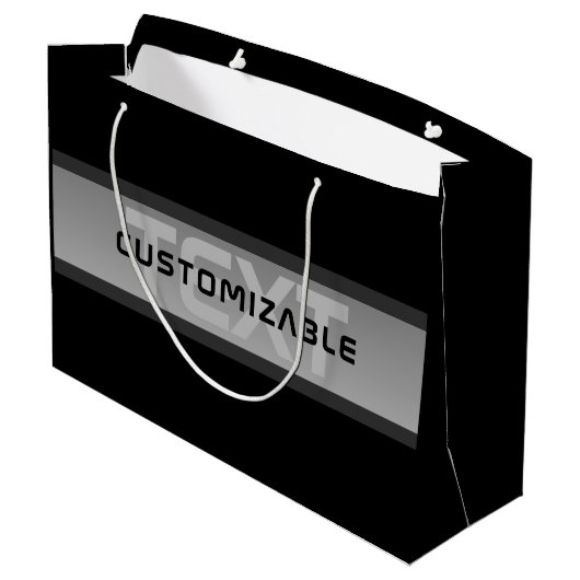 Moderne aanpasbare gelaagde tekst | Zwart & Grijs Groot Cadeauzakje (Achterkant Gekanteld)