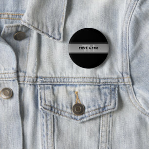 Moderne Aanpasbare Gelagde Tekst Zwart & Grijs Ronde Button 5,7 Cm