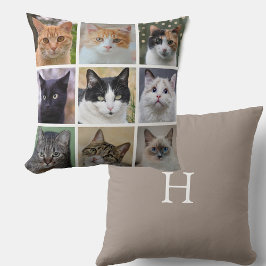 Moderne aanpasbare kattenfoto's op beige kussen