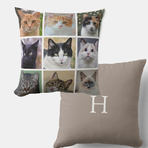Moderne aanpasbare kattenfoto's op beige kussen