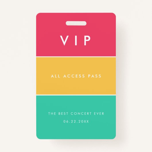 Moderne aanpasbare VIP All access pass Badge (Voorkant)