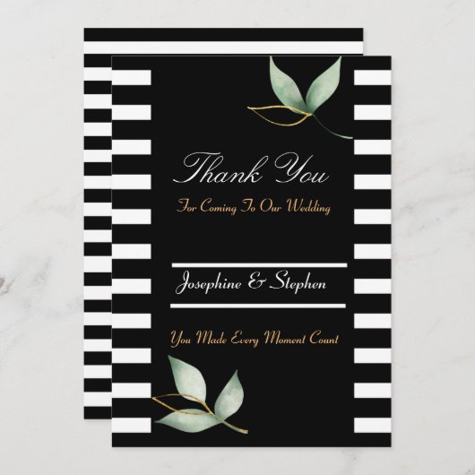 Moderne Aanpasbare Zwart & Wit Dank u kaart (Voorkant / Achterkant)