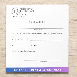 Moderne Aantal Tandenartsafspraak Excuseslip Aange Notitieblok