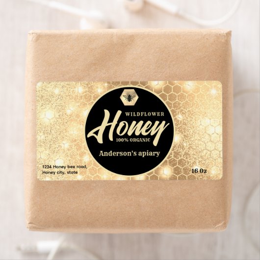 Moderne aantrekkelijke glans gouden bij script hon etiket (Insitu)