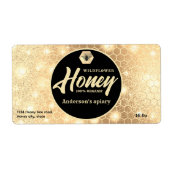 Moderne aantrekkelijke glans gouden bij script hon etiket (Voorkant)