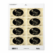 Moderne aantrekkelijke glans gouden bij script hon etiket (Full Sheet)