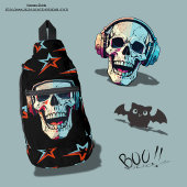 Moderne aantrekkelijke schedel kleurrijke sterren  sling bag