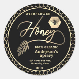 Moderne aantrekkelijke zwart gouden bijenschrift h ronde sticker