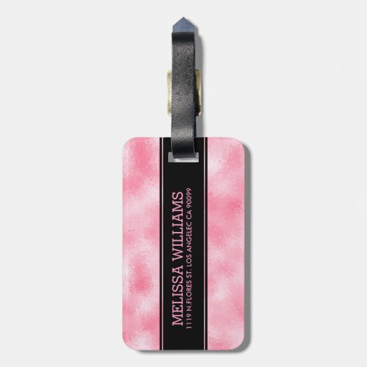 Moderne aardbei & crème glitter textuur bagagelabel (Achterkant verticaal)