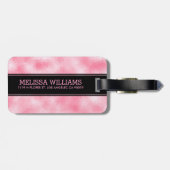 Moderne aardbei & crème glitter textuur bagagelabel (Achterkant horizontaal)