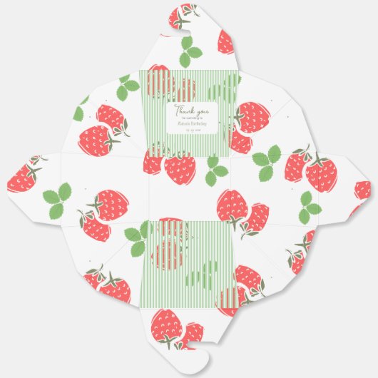 Moderne aardbei en gestript patroon Verjaardag Bedankdoosjes (Ongevouwen)