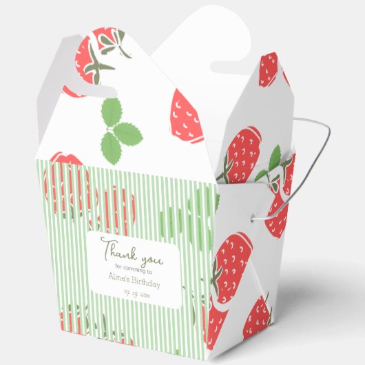 Moderne aardbei en gestript patroon Verjaardag Bedankdoosjes (Open)