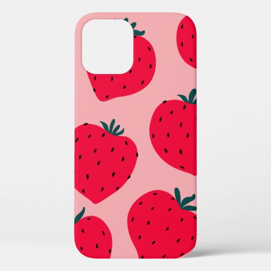 Moderne aardbei naadloos. Grote rode ronde Case-Mate iPhone Case (Achterkant)