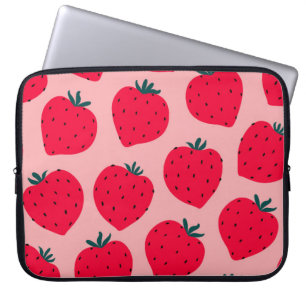 Moderne aardbei naadloos. Grote rode ronde  Laptop Sleeve