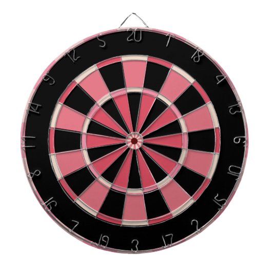 Moderne Aardbei Roze en Zwart Dartbord (Voorkant)