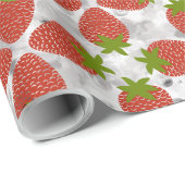 Moderne aardbeien rode Waterverf elegant patroon Cadeaupapier (Rol Hoek)