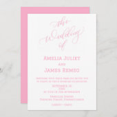 Moderne aardbeienmelk en witte eenvoudige bruiloft kaart (Voorkant / Achterkant)