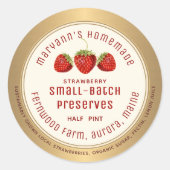 Moderne aardbeienvelden Etiket metallisch goud (Voorkant)