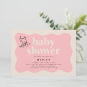 Moderne aardbeiroze en crème-Baby shower Kaart (Staand voorkant)
