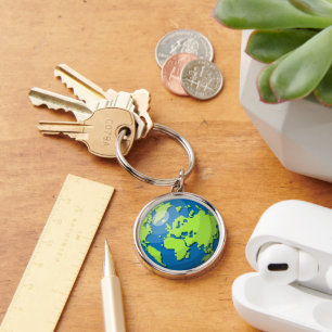 Moderne Aardbol Kaart – Reisgeschenk voor Wandellu Sleutelhanger