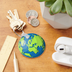 Moderne Aardbol Wereldkaart – Reisgeschenk voor Wa Sleutelhanger