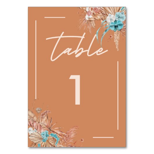 Moderne Aarde Boho Bloemen Bruiloft Kaart (Voorkant)