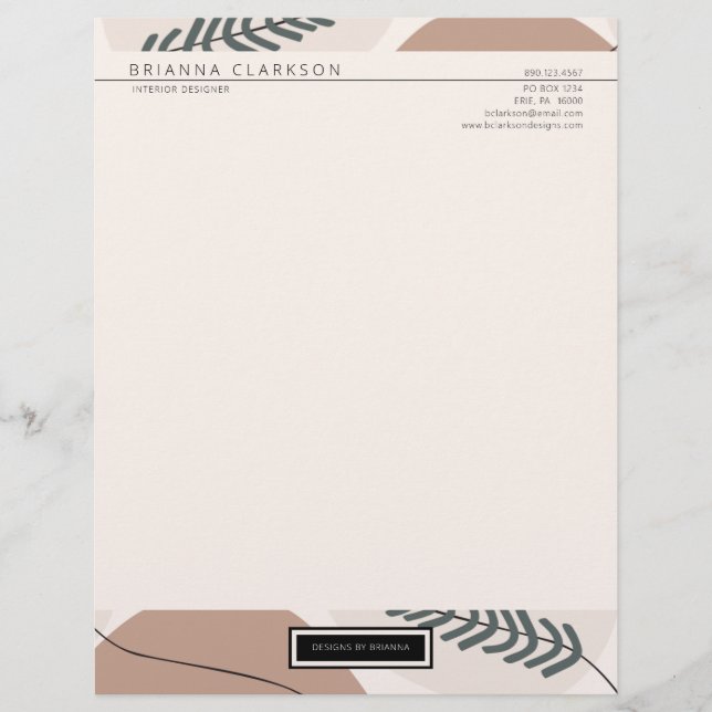 Moderne Aarde Tones Abstract Art Letterhead Briefhoofd (Voorkant)
