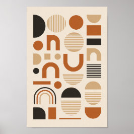 Moderne aarde-toon geometrische muurkunst poster
