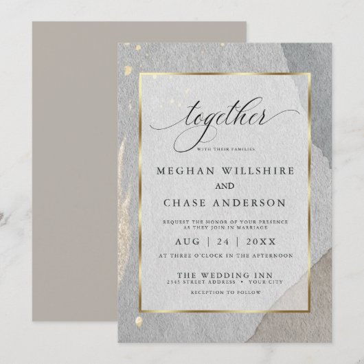 Moderne aardeachtige Waterverf-schuurtje op granie Kaart (Voorkant / Achterkant)