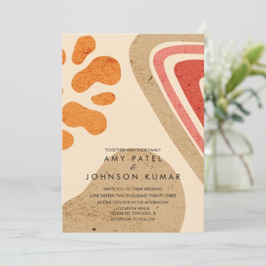 Moderne aardetijdenvormen verbranden Oranje huweli Kaart (Staand voorkant)