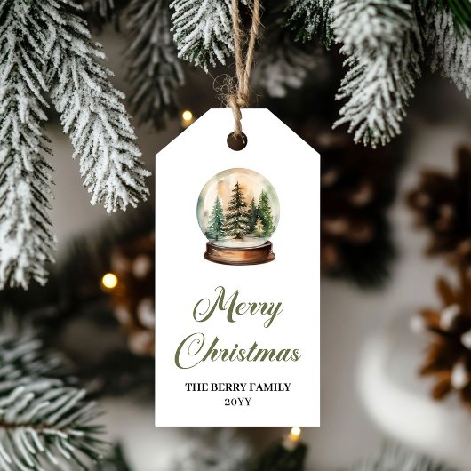 Moderne aardetinten Kerstbal Digitale Label Cadeaulabel