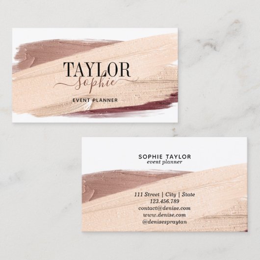 Moderne aardetinten penseelstreken Elegante chic Visitekaartje (Voorkant / Achterkant)