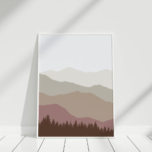 Moderne Aardetone Abstract Berglandschap Muur Poster