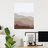 Moderne Aardetone Abstract Berglandschap Muur Poster (Thuiskantoor)