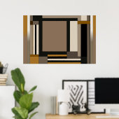 Moderne Aardetone Abstract Geometrisch Poster (Thuiskantoor)