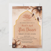 Moderne Aardetone Florale Gebogen Iftar Uitnodigin Kaart (Voorkant)