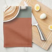 Moderne Aardetone Hart Latte Barista Theedoek (Quarter Fold)