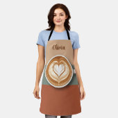 Moderne Aardetone Harten Latte Barista Schort (Gedragen)