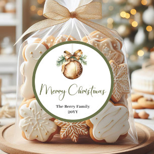 Moderne Aardetone Kerst Persoonlijke Naam Ronde Sticker
