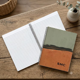 Moderne Aardetone Monogram Notitieboek