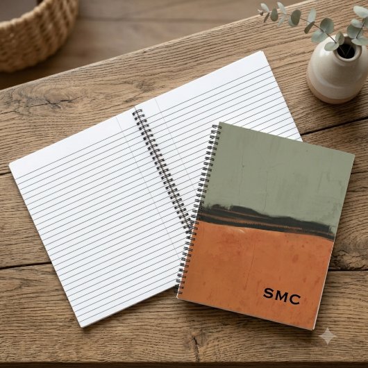 Moderne Aardetone Monogram Notitieboek