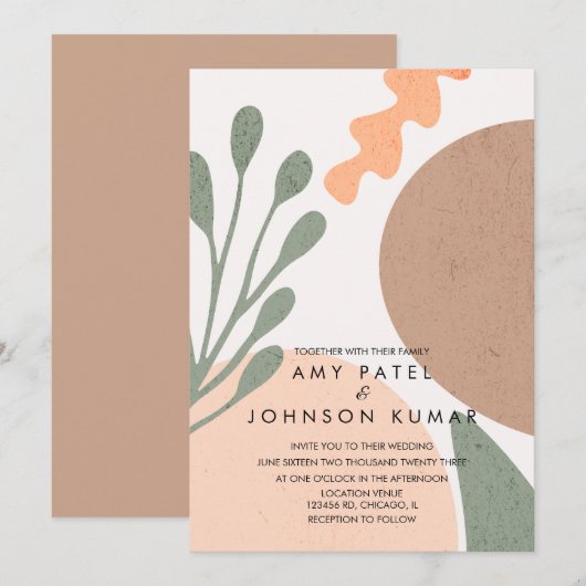 Moderne aardetoneelvormen Abstract Trouwen Kaart (Voorkant / Achterkant)