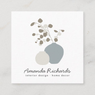 Moderne aardewerk decor planten boho bruin zacht p vierkante visitekaartje