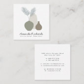 Moderne aardewerk decor planten boho groen zacht p vierkante visitekaartje (Voorkant / Achterkant)